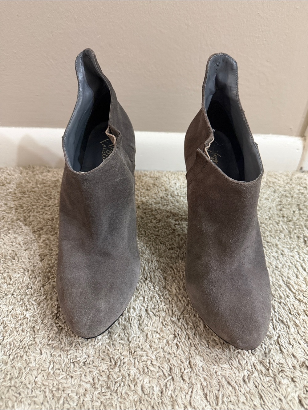 Very Volatile Taupe Suede Pointed Ankle Booties